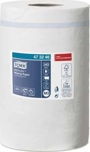 Popieriniai rankšluosčiai TORK, 473246, REFLEX MINI M3, 1.sl., 19.8 x 35 cm, 120 m/rul., balta sp.