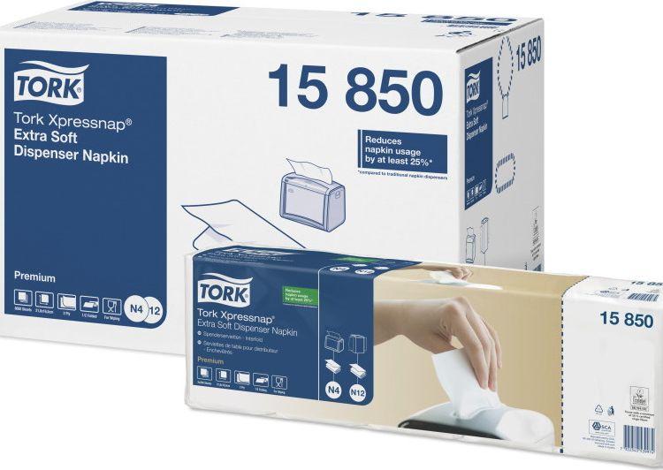 Servetėlės TORK Premium N4 21.6 x 16.5 cm, dviejų sluoksnių, 200 vnt, baltos