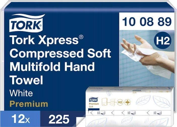 Lapelinis rankšluostinis popierius Tork Xpress Soft Multifold H2, 2 sl.,225 lap.,22.2x24cm, Z, 12vnt