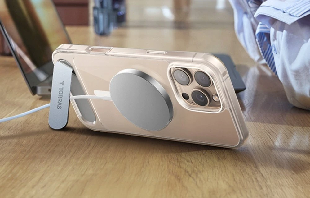 Torras Pstand serijos dėklas, skirtas iPhone 16 Pro (skaidrus)