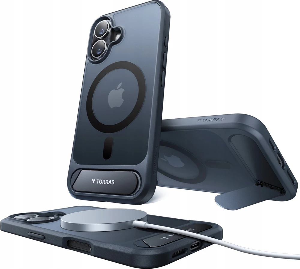Dėklas Torras Pstand Series Case for iPhone 16 Plus (juodas)