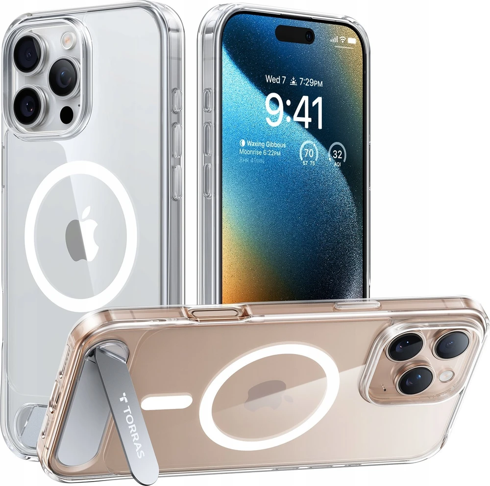 Torras Pstand serijos dėklas, skirtas iPhone 16 Pro (skaidrus)