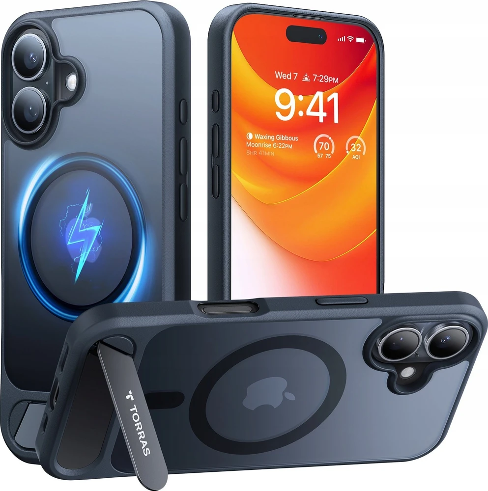 Dėklas Torras Pstand Series Case for iPhone 16 Plus (juodas)