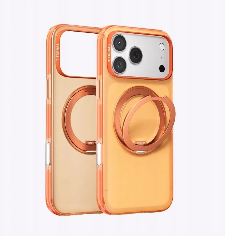 Dėklas „Torras Ostand O3 Hue“, auksinės citrusinės spalvos – „Apple iPhone 17 Pro Max“