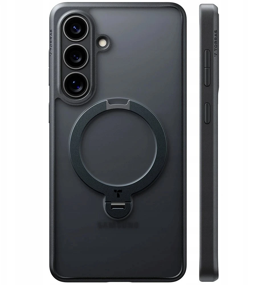 Dėklas Torras Ostand Q3 Spin, obsidian juodas – Samsung Galaxy S26
