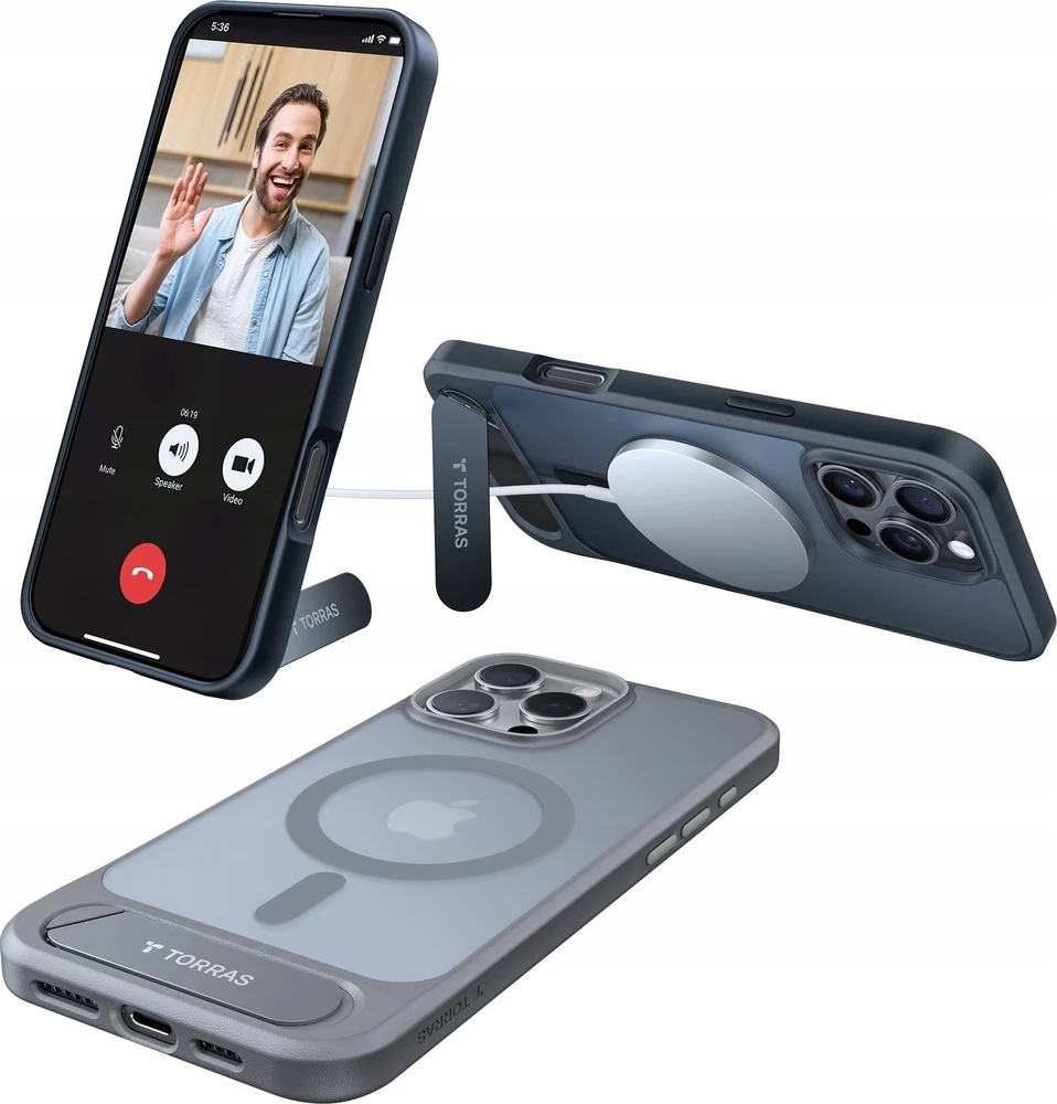 Dėklas Torras Pstand Series Case for iPhone 16 Pro Max (juodas)