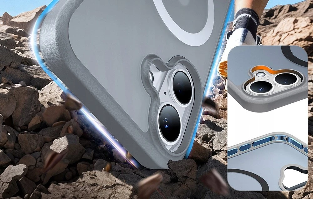 Dėklas Torras Pstand serija su iPhone 16 Plus (titano pilka)