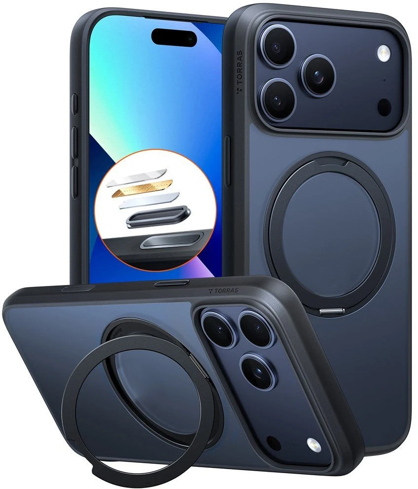 Dėklas Torras Ostand Pro, juodos spalvos – iPhone 17 Pro