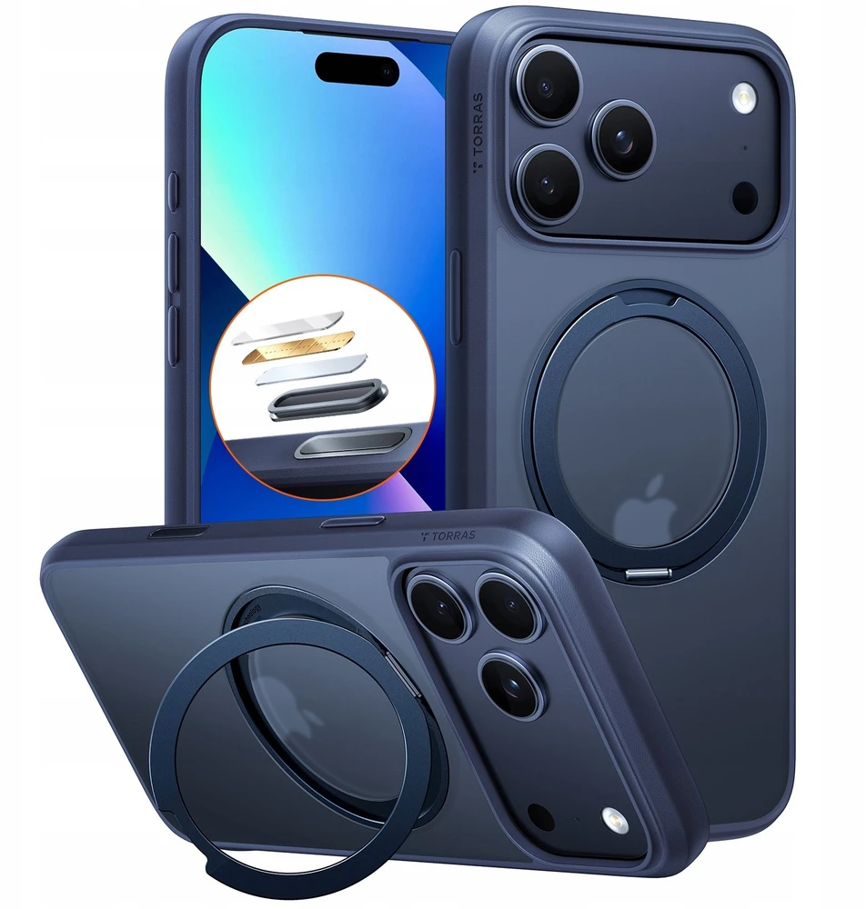 Dėklas Torras Ostand Pro, vidurnakčio mėlyna - iPhone 17 Pro