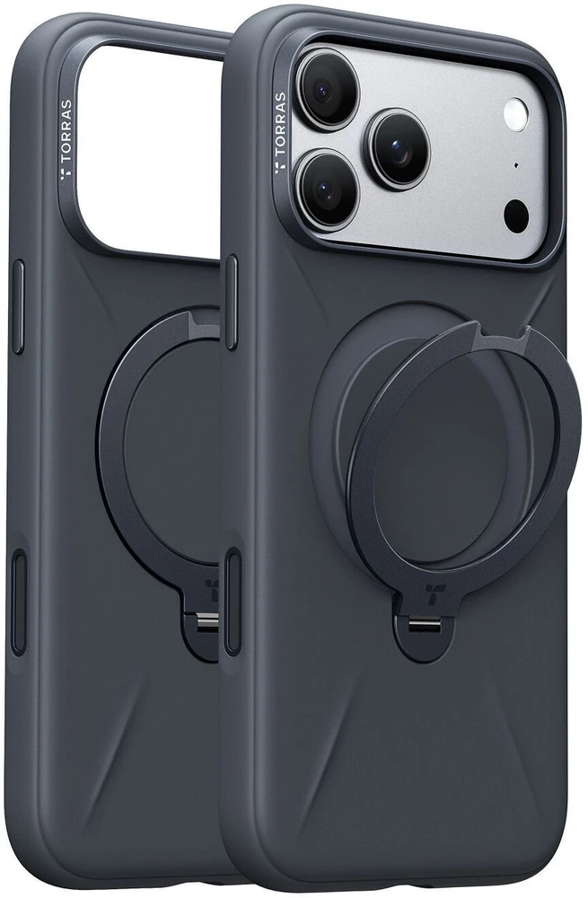Torras Ostand Q3 silikoninis dėklas, juodas – iPhone 18 Pro Max