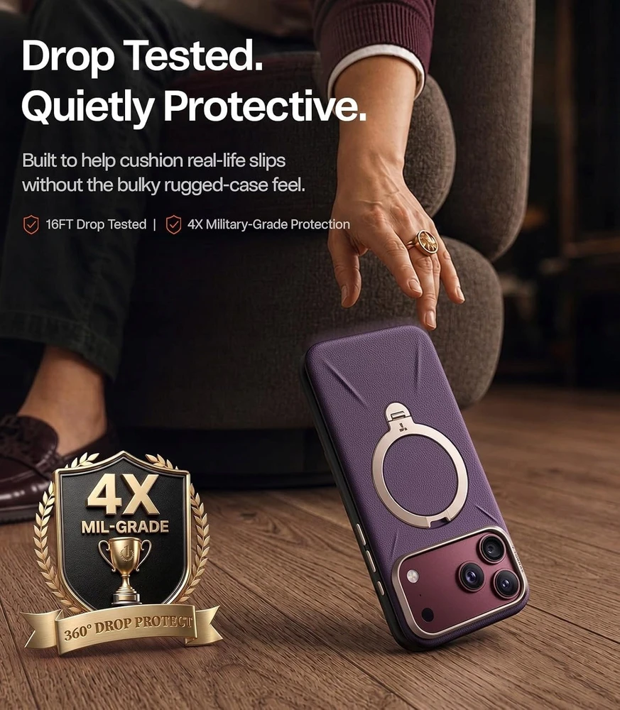 Dėklas Torras Ostand Q3 VegSkin, violetinė - iPhone 2026 Pro Max (X00RP147M18029)