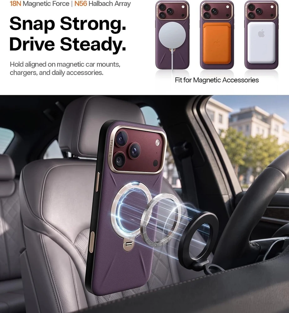 Dėklas Torras Ostand Q3 VegSkin, violetinė - iPhone 2026 Pro Max (X00RP147M18029)
