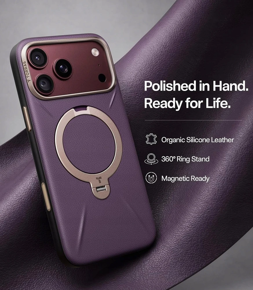 Dėklas Torras Ostand Q3 VegSkin, violetinė - iPhone 2026 Pro Max (X00RP147M18029)