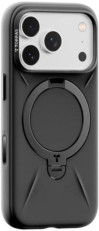 Dėklas Torras Ostand Q3 silikoninis dėklas, obsidianinė juoda – iPhone 17 Pro Max