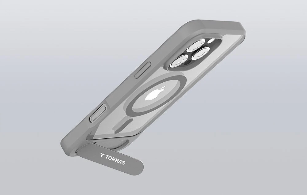 Torras Pstand serijos dėklas, skirtas iPhone 16 Pro Max (pilka)