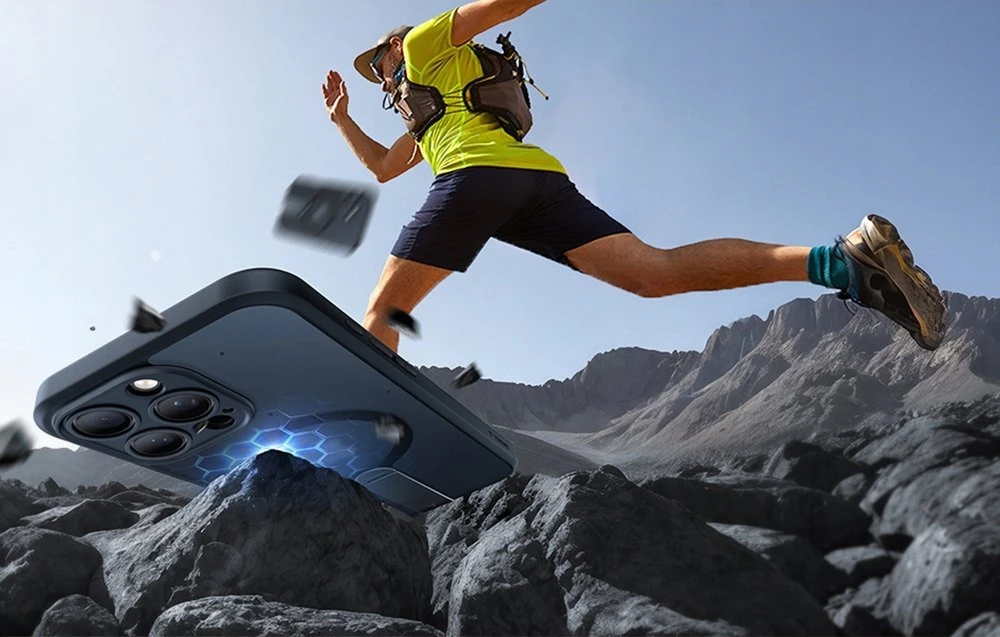 Dėklas Torras Pstand Spin Case, skirtas iPhone 16 Pro (juodas)