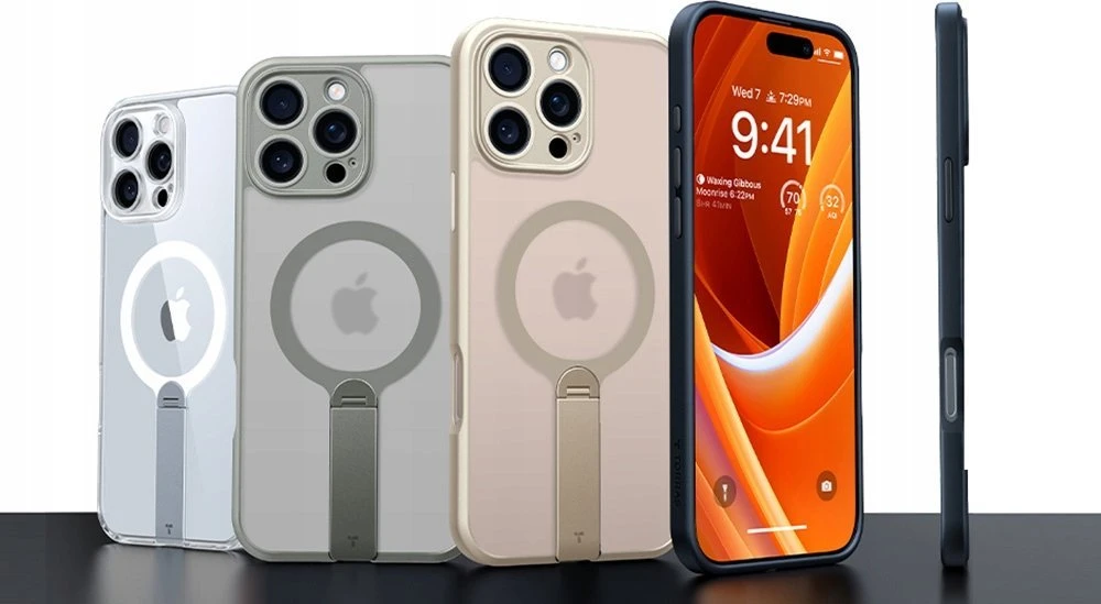 Dėklas Torras Pstand Spin Case, skirtas iPhone 16 ProMax (juodas)