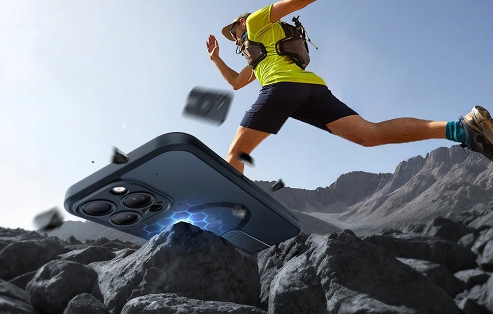 Dėklas Torras Pstand Spin Case, skirtas iPhone 16 ProMax (juodas)