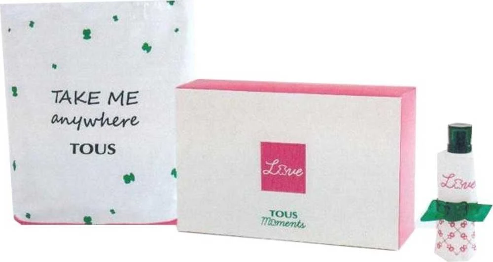 Tous „Take Me Anywhere“ rinkinys moterims: „Love Moments“ tualetinis vanduo, 90 ml + sulankstomas tekstilinis maišelis „Love Moments“