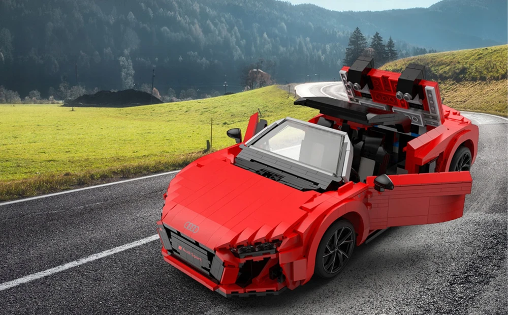 RASTAR 1:14 mastelio surenkamas automodelis AUDI R8 Spyder Bricks, 93800