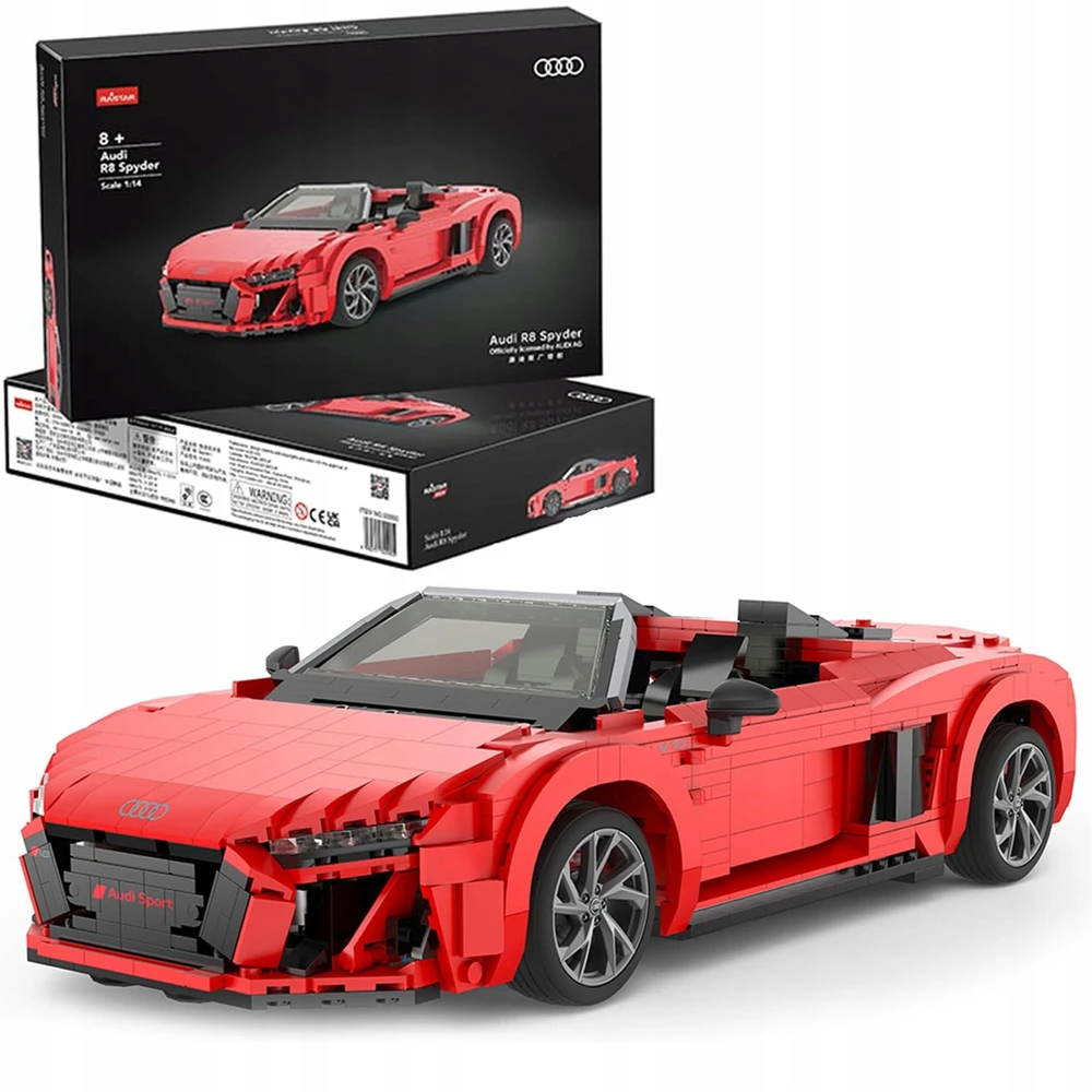 RASTAR 1:14 mastelio surenkamas automodelis AUDI R8 Spyder Bricks, 93800