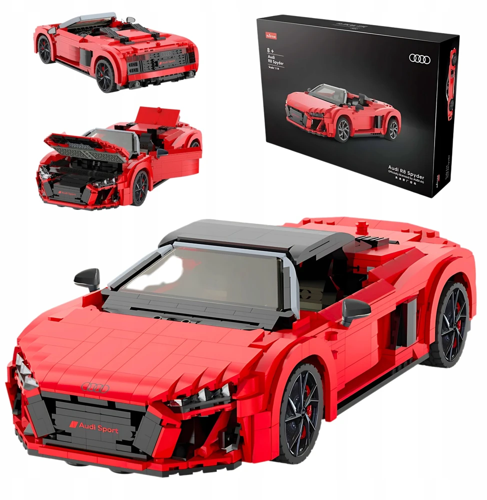 RASTAR 1:14 mastelio surenkamas automodelis AUDI R8 Spyder Bricks, 93800