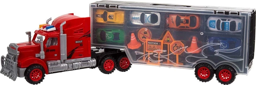 None Sunkvežimis - didelis mobilus garažas su automobiliukais