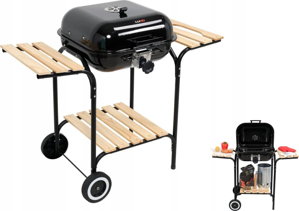 Lund Anglies grilis su dangčiu, grotelių reguliavimu, BBQ nešiojamas