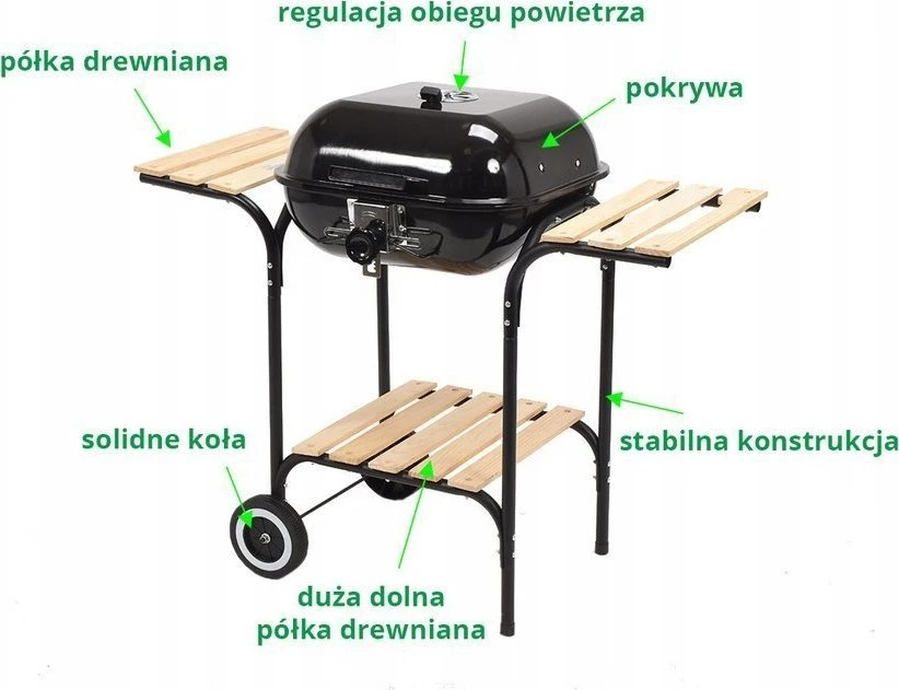 Lund Anglies grilis su dangčiu, grotelių reguliavimu, BBQ nešiojamas