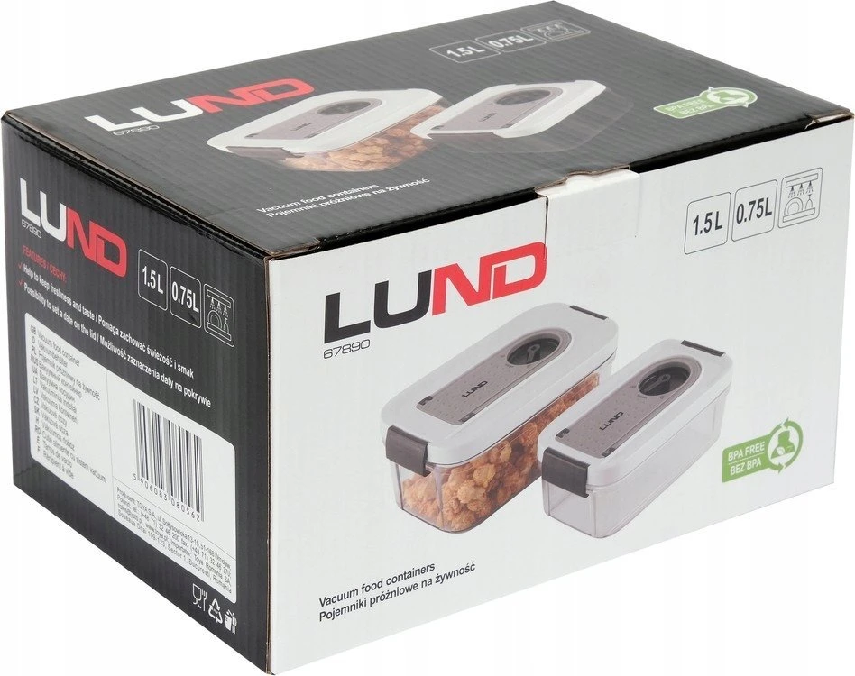 LUND VAKUUMINĖS INDAI 0,75 l, 1,5 l