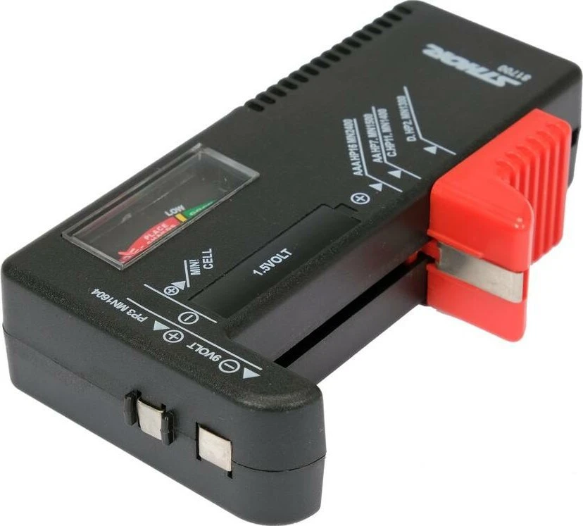 STHOR AKUMULIATORIŲ TESTERIS 1,5 V IR 9 V
