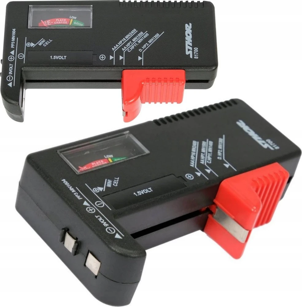 STHOR AKUMULIATORIŲ TESTERIS 1,5 V IR 9 V