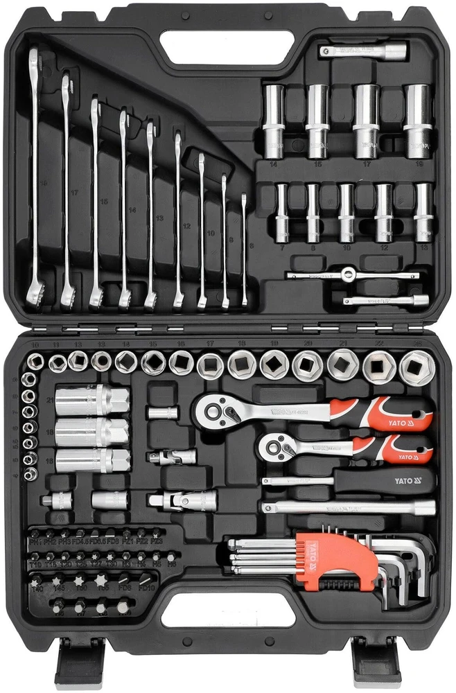 Yato Toya Sa Poland Galvučių ir įrankių rinkinys – AS-Drive, 72 dantų – 1/4" + 3/8", 92 vnt (YT-38785)