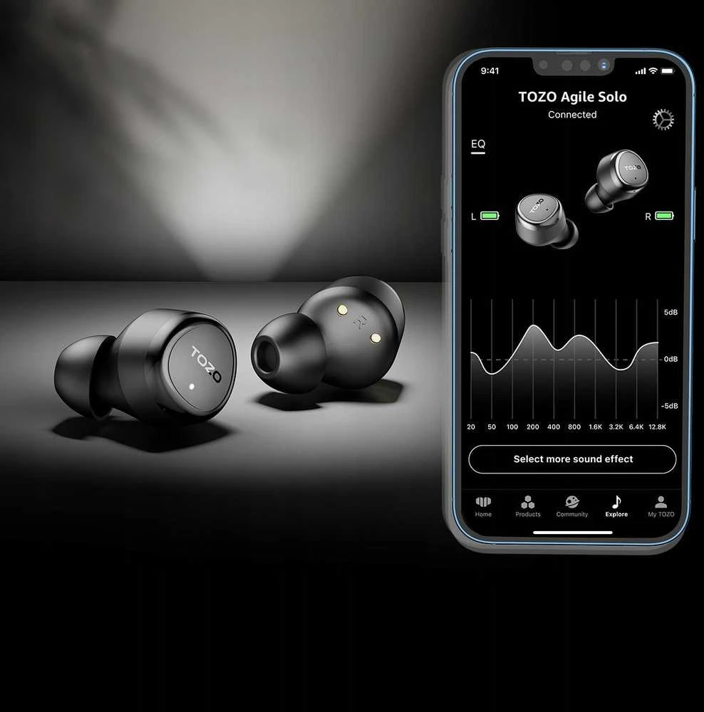 Tozo Agile Solo TWS Bluetooth ausinės juodos