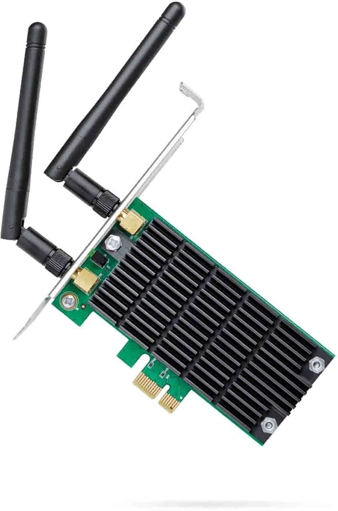 TP-LINK Archer T4E dviejų dažnių PCI Express adapteris yra 2.4GHz/5GHz, 802.11ac, 300+867 Mbps, 2 nuimamos antenos