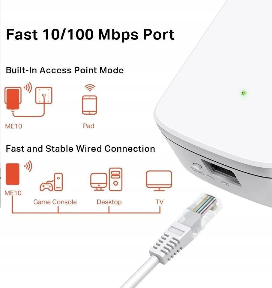 Maršrutizatorius MERCUSYS RANGE EXTENDER 300MBPS ME10 (ME10)