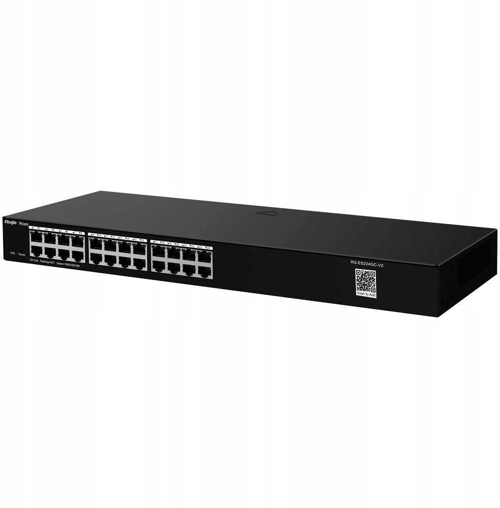 Šakotuvas „Ruijie Networks RG-ES224GC-V2“ tinklo komutatorius su valdomu gigabito eternetu (10/100/1000) Juodas