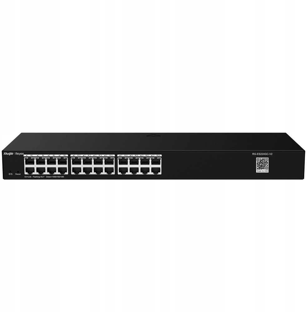 Šakotuvas „Ruijie Networks RG-ES224GC-V2“ tinklo komutatorius su valdomu gigabito eternetu (10/100/1000) Juodas