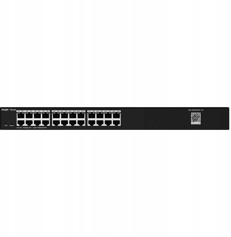 Šakotuvas „Ruijie Networks RG-ES224GC-V2“ tinklo komutatorius su valdomu gigabito eternetu (10/100/1000) Juodas