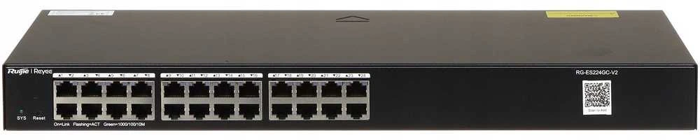 Šakotuvas „Ruijie Networks RG-ES224GC-V2“ tinklo komutatorius su valdomu gigabito eternetu (10/100/1000) Juodas
