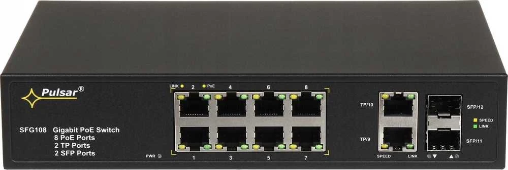 Šakotuvas SWITCH POE SFG-108 8 PRIEVADŲ SFP PULSAR