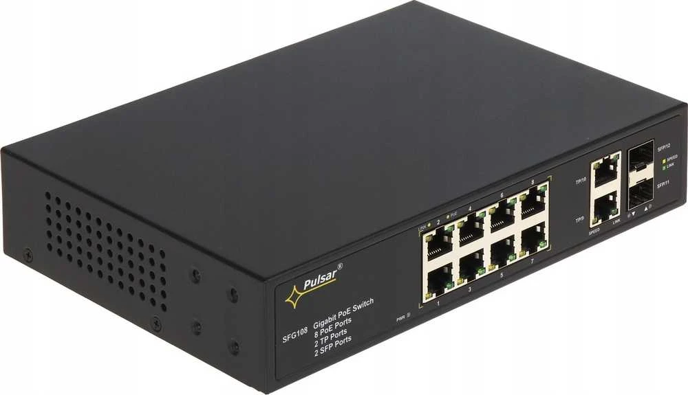 Šakotuvas SWITCH POE SFG-108 8 PRIEVADŲ SFP PULSAR