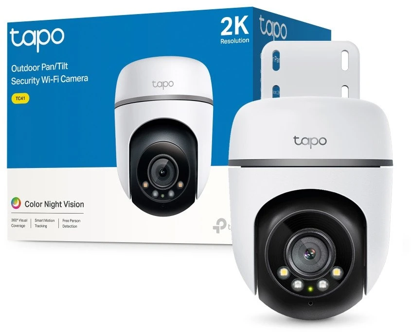 TP-LINK Camera Tapo TC41 Wi-Fi Pan/Tilt lauko apsaugos kamera 2K Baltas EU