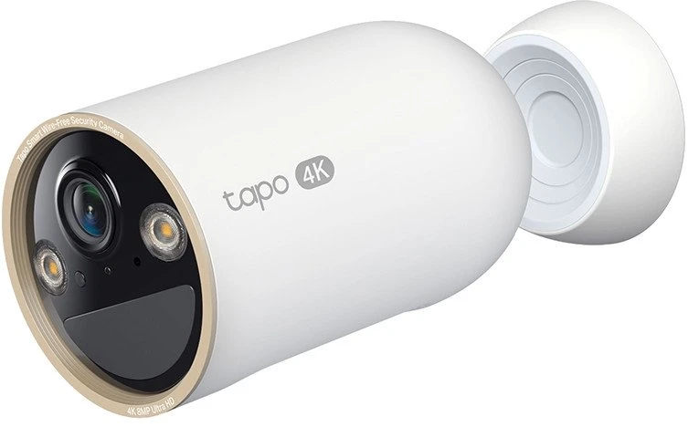 TP-Link Tapo belaidė apsaugos kamera vidaus/lauko erdvėje. SPECIFIKACIJOS: 4K UHD (3840x2160), palaikoma H.265/H.264, 16 kartų UHD skaitmeninis priartinimas, 2,4/5 GHz dviejų dažnių „Wi-Fi“, 10000 mAh įkraunama ličio jonų baterija.