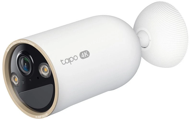 TP-Link Tapo belaidė apsaugos kamera vidaus/lauko erdvėje. SPECIFIKACIJOS: 4K UHD (3840x2160), palaikoma H.265/H.264, 16 kartų UHD skaitmeninis priartinimas, 2,4/5 GHz dviejų dažnių „Wi-Fi“, 10000 mAh įkraunama ličio jonų baterija.