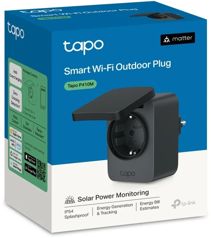 TP-Link Tapo P410M V1 - Išmanusis kištukas - belaidis - 802.11b/g/n, 2,4 GHz RF protokolas - 2,4 GHz