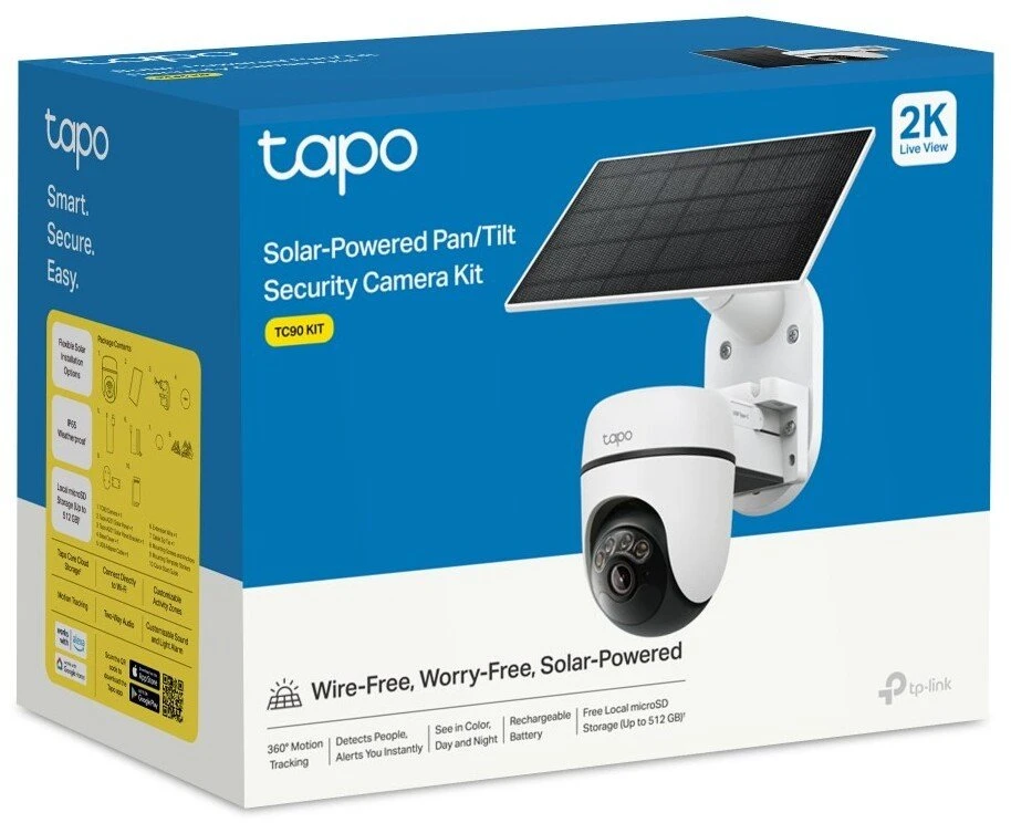 TP-LINK TC90 KIT | Saulės energija varomas stebėjimo kamerų rinkinys su pasukamu mechanizmu | 3 MP | 4 mm/F1.6 | „MicroSD“ kortelė iki 512 GB