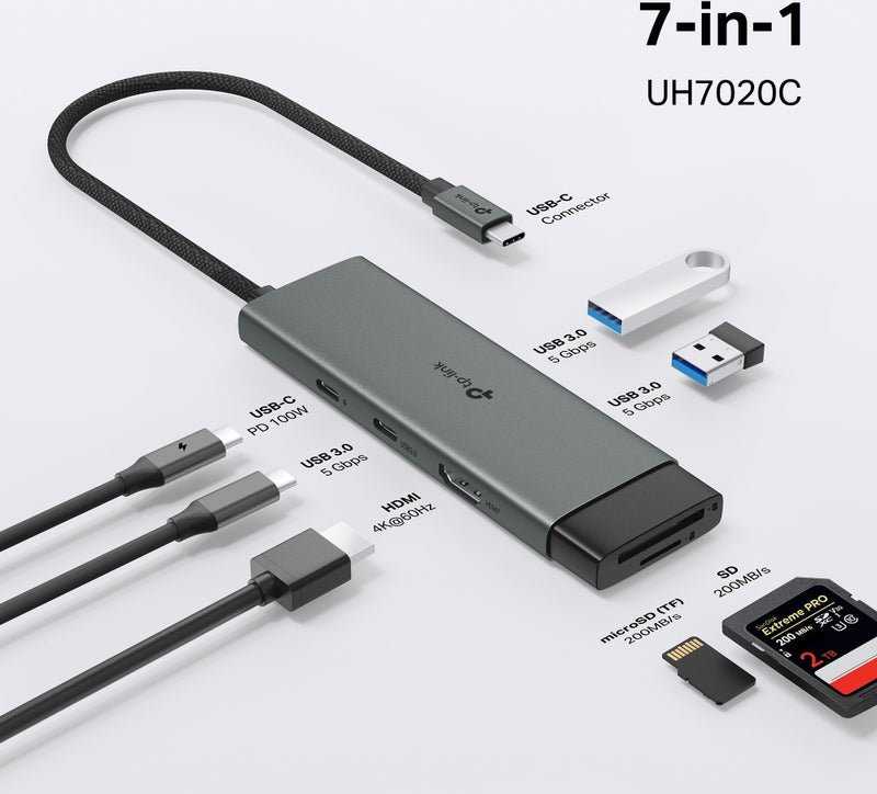 HUB USB TP-Link TP-Link UH7020C USB 3.2 Gen 1 (3.1 Gen 1) Type-C 5000 Mbit/s