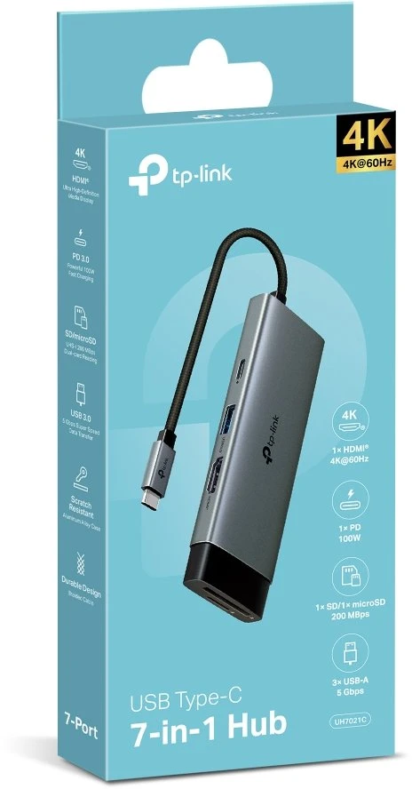 TP-LINK USB C tipo 7 viename šakotuvas | UH7021C