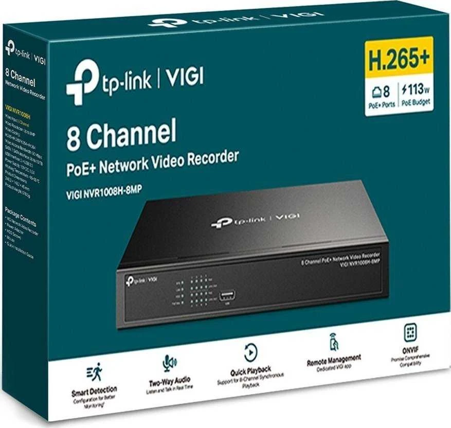 TP-LINK | PoE+ tinklo vaizdo įrašymo įrenginys | VIGI NVR1008H-8MP | 1 | 8 kanalas